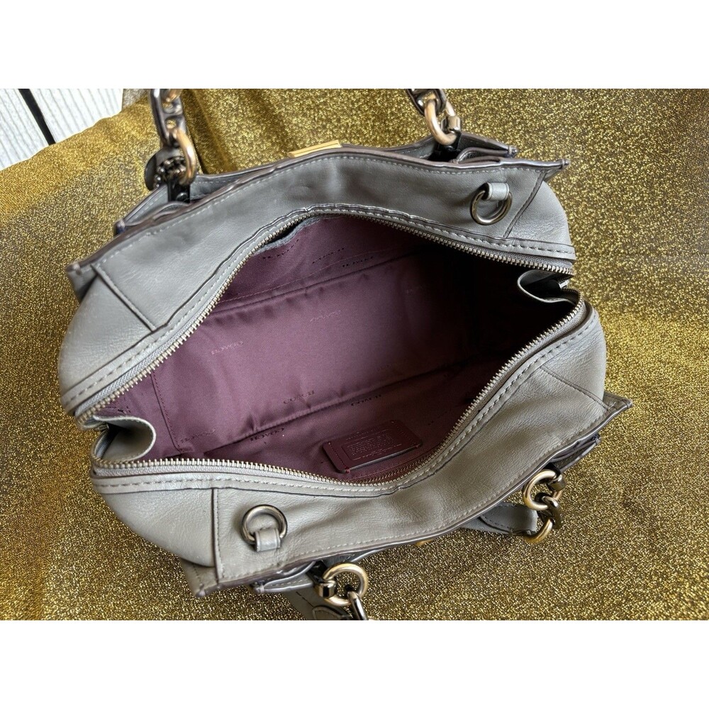 Coach 33094 Dreamer 27 Mix Leather Heather Grey 2 Tone Hardware Purse Crossbody - Picture 4 of 7